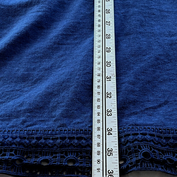 Talbots Womens Dress Size 16P  Linen Blue Knee Length Pockets V Neck Lagenlook - Picture 16 of 16